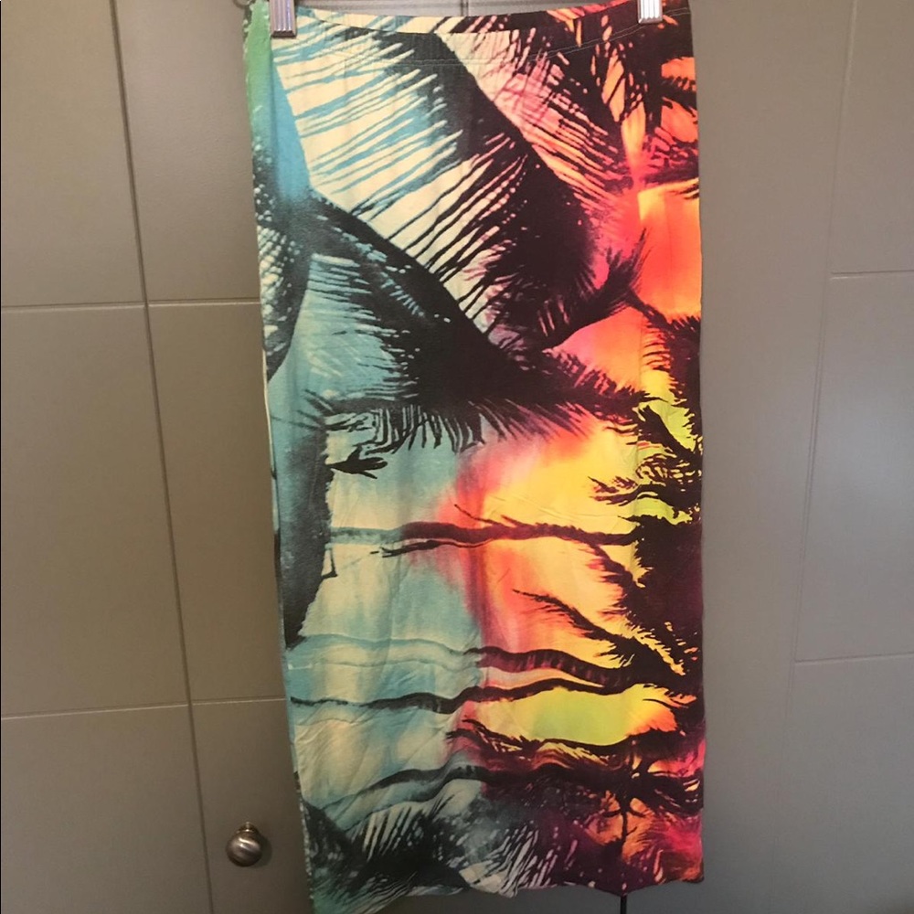 Tropical midi pencil skirt